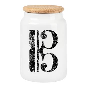 Violin key, tenor key, viola key - Cookie Jar with Wooden Lid - white - Front