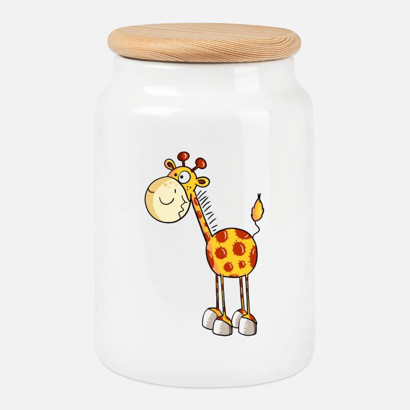 Drollige Giraffe - Giraffen - Comic - Fun - Keksdose mit Holzdeckel - Weiß