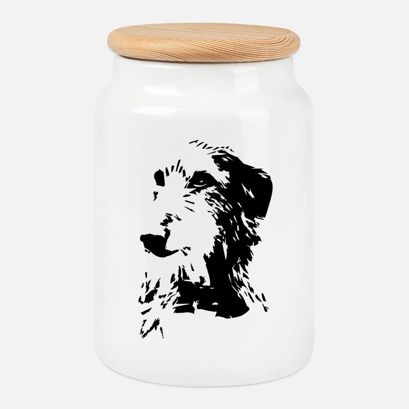 Scottish Deerhound head - Cookie Jar with Wooden Lid - white