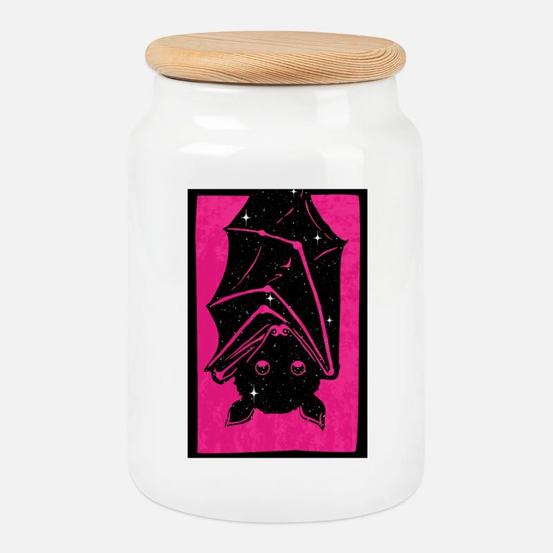 Spacebat - Cookie Jar with Wooden Lid - white