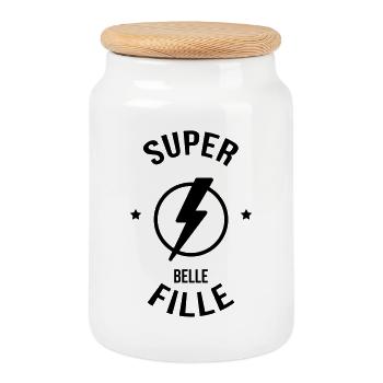 belle-fille / beau-fils / beau fils / belle fille - Boîte à biscuits avec couvercle en bois - blanc - Devant