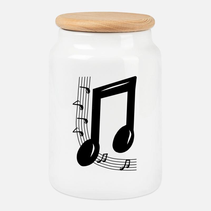 Musical note - Cookie Jar with Wooden Lid - white