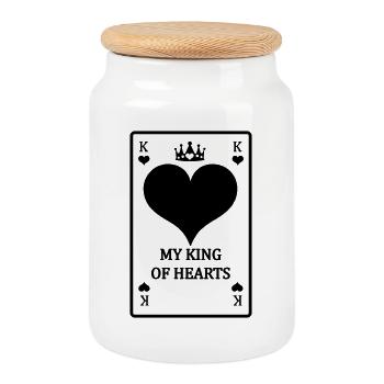 Playing card My hearts king with text - Cookie Jar with Wooden Lid - white - Front