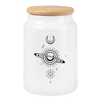 Univers Galaxie Planète Atom - Boîte à biscuits avec couvercle en bois - blanc - Devant