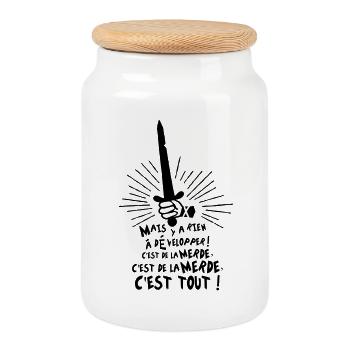 C'est de la merde, c'est tout ! Karadoc - Boîte à biscuits avec couvercle en bois - blanc - Devant