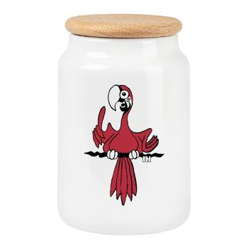 Vibrant Parrot Illustration for Apparel - Cookie Jar with Wooden Lid - white - Front