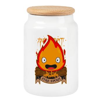 de feu - Boîte à biscuits avec couvercle en bois - blanc - Devant