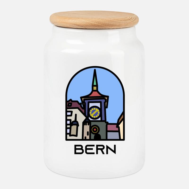 Bern - Keksdose mit Holzdeckel - Weiß