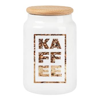 Kaffeebohnen Koffein Kaffee Spruch Kaffeeliebhaber - Keksdose mit Holzdeckel - Weiß - Vorne