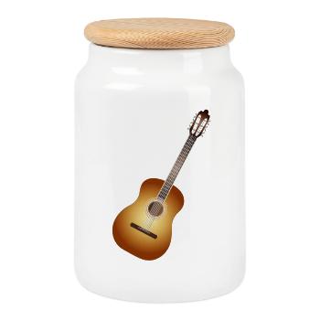 beautiful acoustic guitar in warm shades - Cookie Jar with Wooden Lid - white - Front