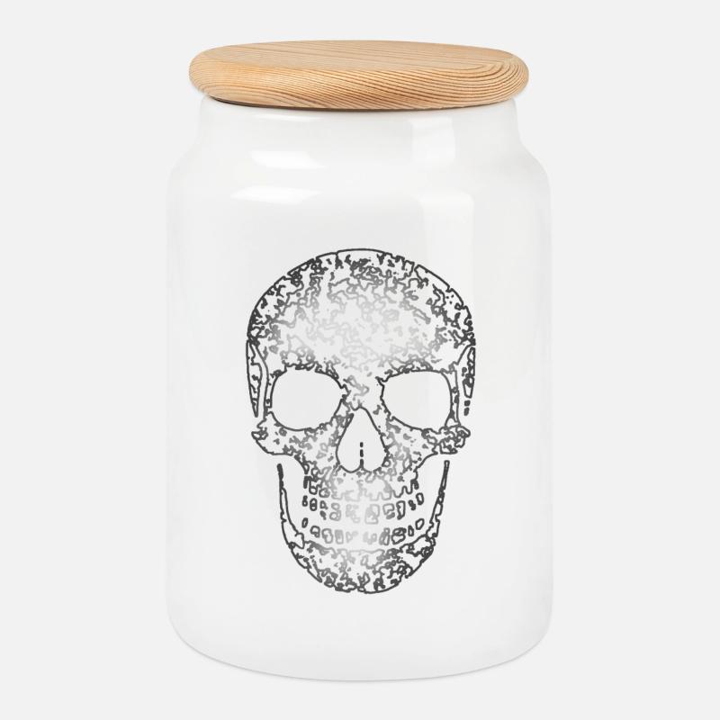 Skull Structure R6Z - Keksdose mit Holzdeckel - Weiß