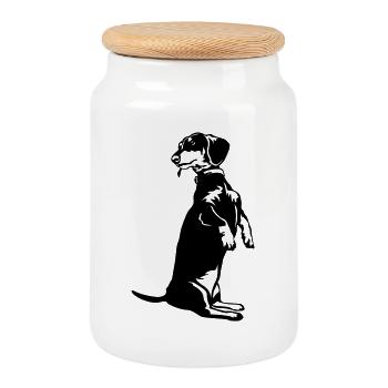 Teckel - Boîte à biscuits avec couvercle en bois - blanc - Devant