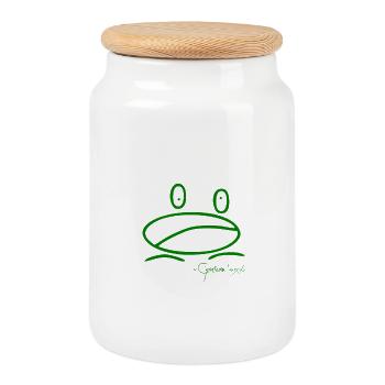 Grenouillemini © Chyropterum Innoxius - Boîte à biscuits avec couvercle en bois - blanc - Devant