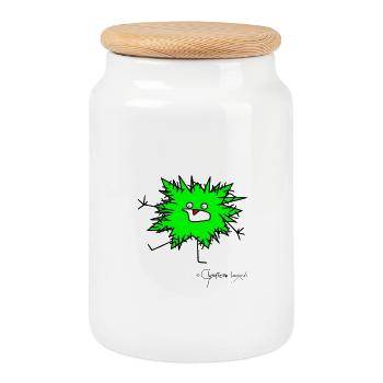 Woolly Beastie freaks out © Chyropterum Innoxius - Cookie Jar with Wooden Lid - white - Front