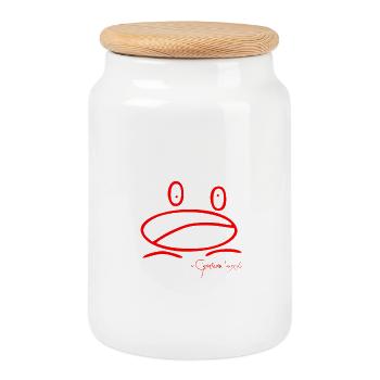 Grenouillemini - Ranunculus Oophagus - Boîte à biscuits avec couvercle en bois - blanc - Devant