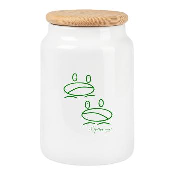 Frogminipairs - Ranunculi Oophagi - Cookie Jar with Wooden Lid - white - Front