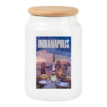 Indianapolis Skyline am Monument Circle - Keksdose mit Holzdeckel - Weiß - Vorne