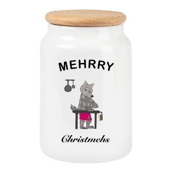 Mehrry Christmehs, Joyeux Noël à Terre-Neuve-et-Labrador - Boîte à biscuits avec couvercle en bois - blanc - Devant