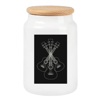 Ukulele LineArt white - Poster - Cookie Jar with Wooden Lid - white - Front