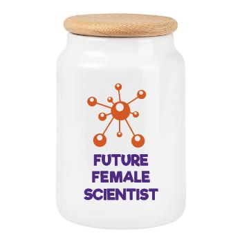 Futures femmes scientifiques - Boîte à biscuits avec couvercle en bois - blanc - Devant