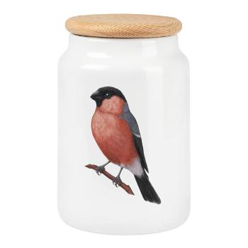 Illustration aquarelle du bouvreuil eurasien - Boîte à biscuits avec couvercle en bois - blanc - Devant