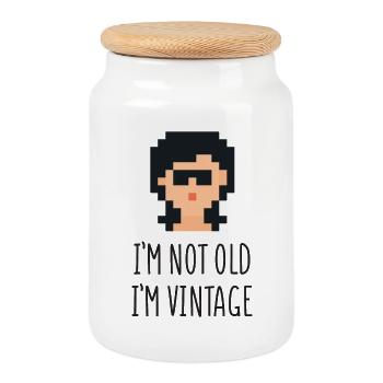 I'm Not Old I'm Vintage - Cookie Jar with Wooden Lid - white - Front