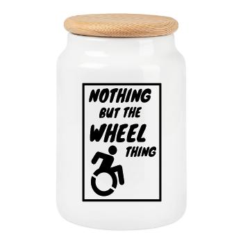 Nichts als die Sache mit dem Rad. Humor im Rollstuhl * - Keksdose mit Holzdeckel - Weiß - Vorne