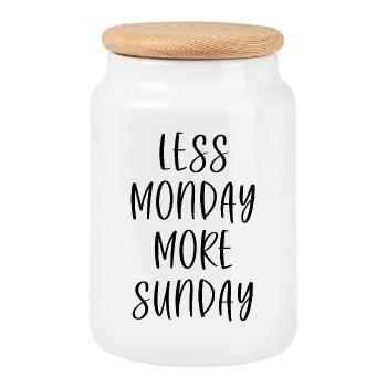 Less Monday More Sunday - Cookie Jar with Wooden Lid - white - Front
