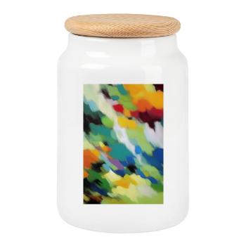 Patterns and shapes - Cookie Jar with Wooden Lid - white - Front