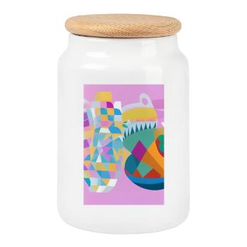 Formes et motifs - Boîte à biscuits avec couvercle en bois - blanc - Devant