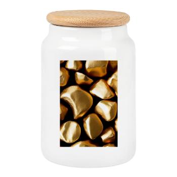 Pièces d’or - Boîte à biscuits avec couvercle en bois - blanc - Devant