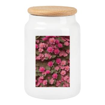 Art floral - Boîte à biscuits avec couvercle en bois - blanc - Devant