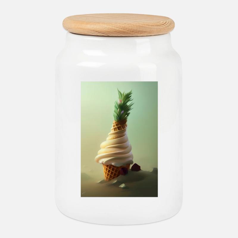 Eiscreme - Keksdose mit Holzdeckel - Weiß
