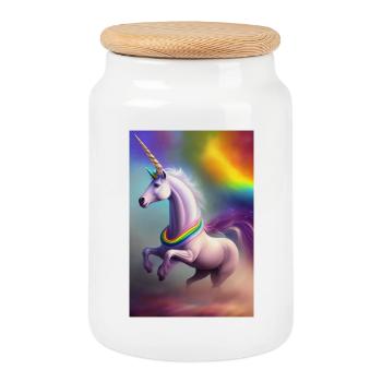 Einhorn - Keksdose mit Holzdeckel - Weiß - Vorne