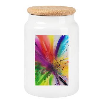 Splashes of color - Cookie Jar with Wooden Lid - white - Front