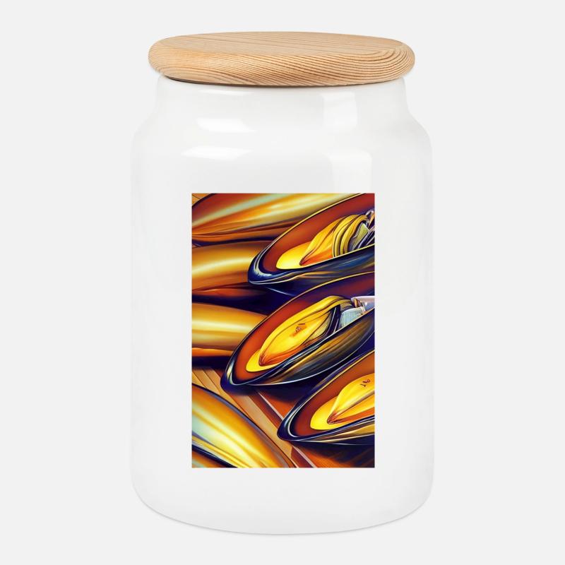 Moules - Boîte à biscuits avec couvercle en bois - blanc