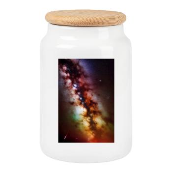Espace et planètes - Boîte à biscuits avec couvercle en bois - blanc - Devant