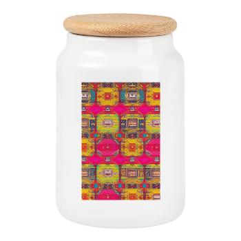 Modèle rétro - Boîte à biscuits avec couvercle en bois - blanc - Devant