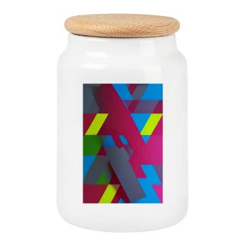 Composition du triangle géométrique néon - Boîte à biscuits avec couvercle en bois - blanc - Devant