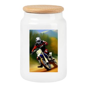 Équitation en motocross - Boîte à biscuits avec couvercle en bois - blanc - Devant