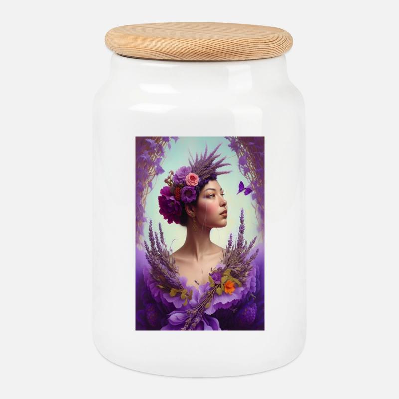 Lavandula - Keksdose mit Holzdeckel - Weiß