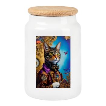 Master cat 2 - Boîte à biscuits avec couvercle en bois - blanc - Devant