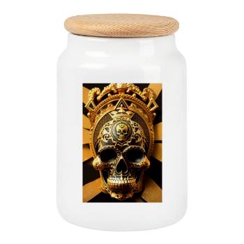 Mayan skull - Boîte à biscuits avec couvercle en bois - blanc - Devant