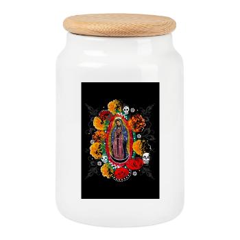 Halloween Jour des morts Guadalupe - Boîte à biscuits avec couvercle en bois - blanc - Devant