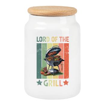 Grill Grilling Grillmeister - Cookie Jar with Wooden Lid - white - Front