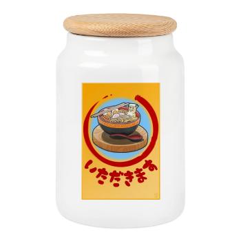 RamenCat - Poster - Keksdose mit Holzdeckel - Weiß - Vorne