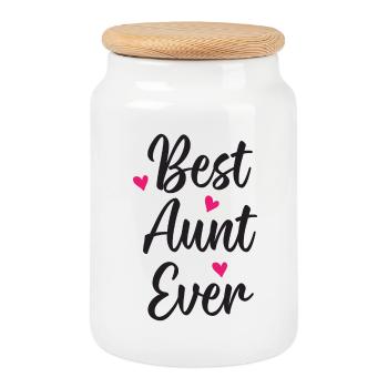 Best Aunt Ever - Cookie Jar with Wooden Lid - white - Front