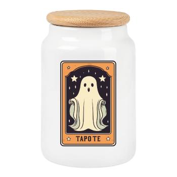 Tarot Geist Karte - Keksdose mit Holzdeckel - Weiß - Vorne