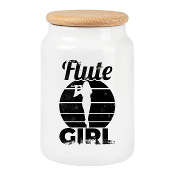 Flûte Fille - Boîte à biscuits avec couvercle en bois - blanc - Devant