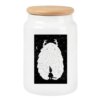 Der Yeti und der Krieger - Keksdose mit Holzdeckel - Weiß - Vorne